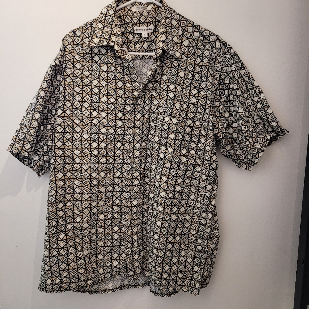 Pierre Cardin 100% Cottong Men's Geometric Pattern Shirt Size Large